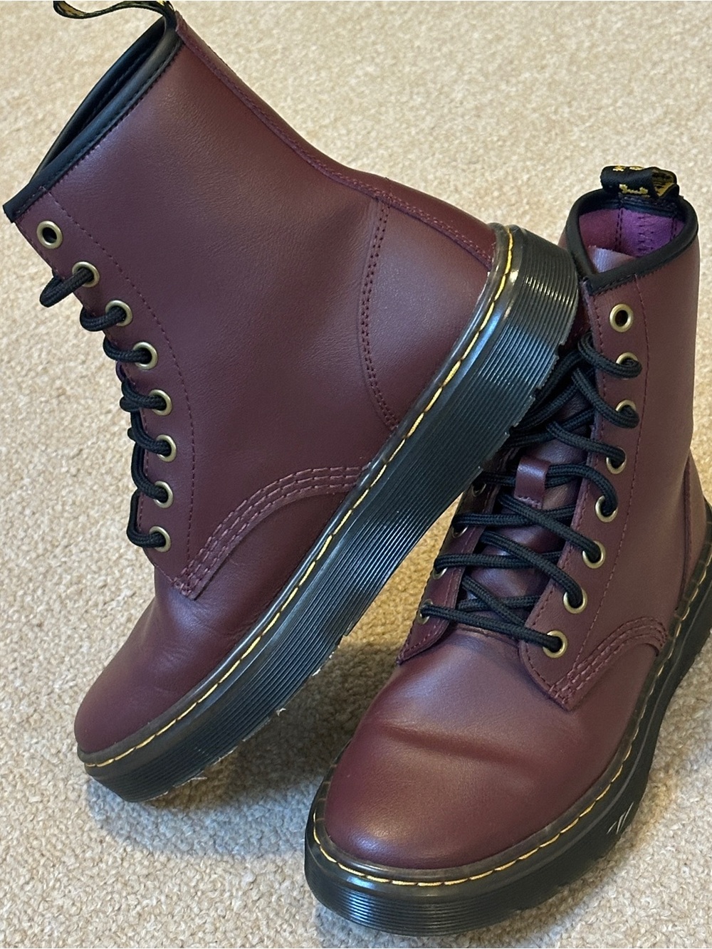 NEW in box! Doc Martens women’s size 6 boots, burgundy red whimsigoth READ DESCR